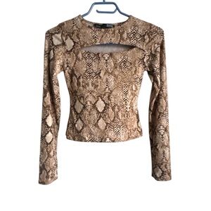 REBEL SUGAR Women’s Snakeskin Keyhole Front Long Sleeve Top Sz XS